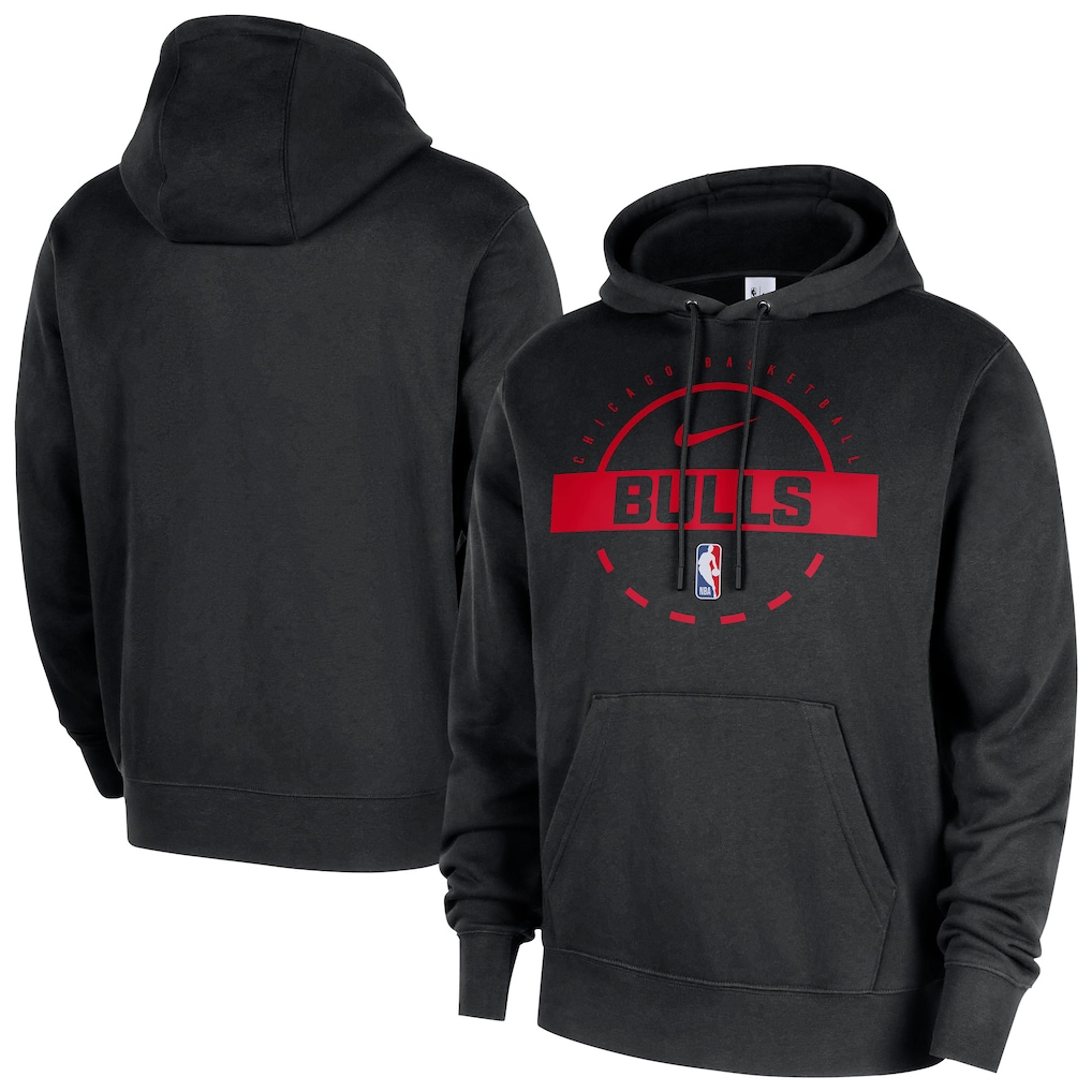 Men's Chicago Bulls Black 2025/26 Practice Club Pullover Hoodie